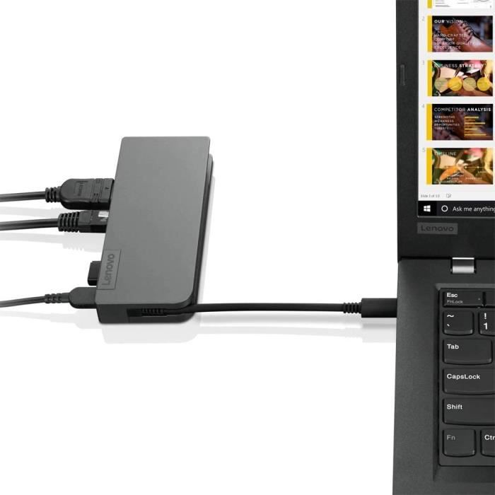 LENOVO Station d'accueil USB Type C pour Notebook - 3 x Ports USB - 1 x USB 2.0 - Réseau (RJ-45) - HDMI - VGA - Filaire