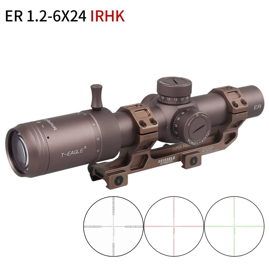 T-EAGLE 1.2-6x24IRHK-DE Variable Magnification Short Scope Mil-Dot (with One-Piece Mount)