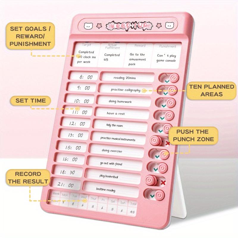 Tabella dei lavoretti per bambini Tabella della routine quotidiana con card vuote Adesivi carini Tabella di controllo in plastica Lista delle cose da fare per la pianificazione della routine