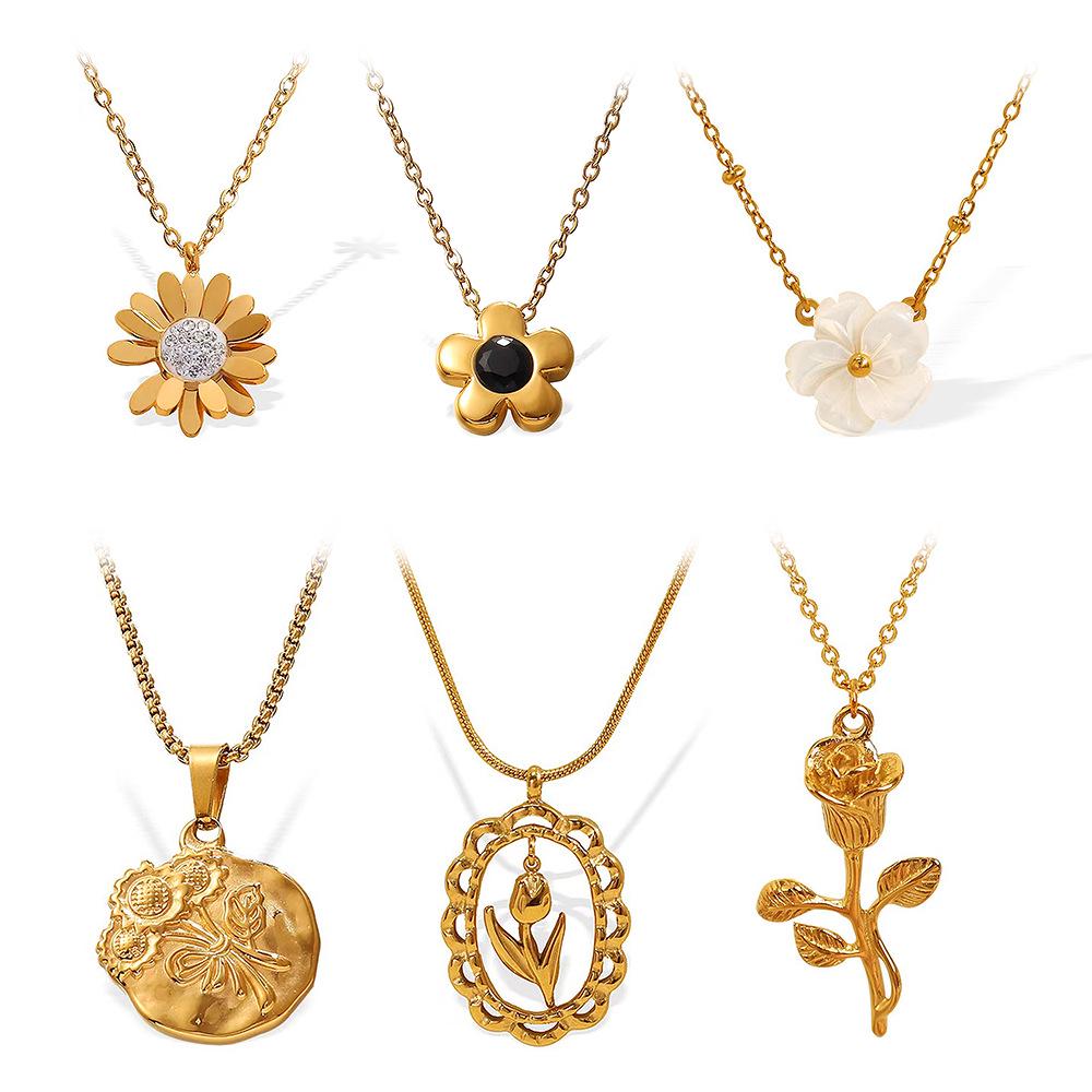 18K Vergoldete 3D Rosenanhänger Halskette - Leichter Luxus Damen Schmuck Geschenk