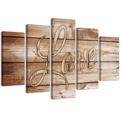 Five Piece Picture Canvas Print Love Brown
