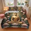 3pcs Buddha Lotus Soft Comfortable Bedding set, For Bedroom, Guest Room And Dorm, All Season Use, High-Definition Printing, Machine Washable 175