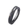 Ethnic Style Woven Bracelet, Stainless Steel Chain, Men's Multi-layer Woven Leather Rope Snap Bracelet