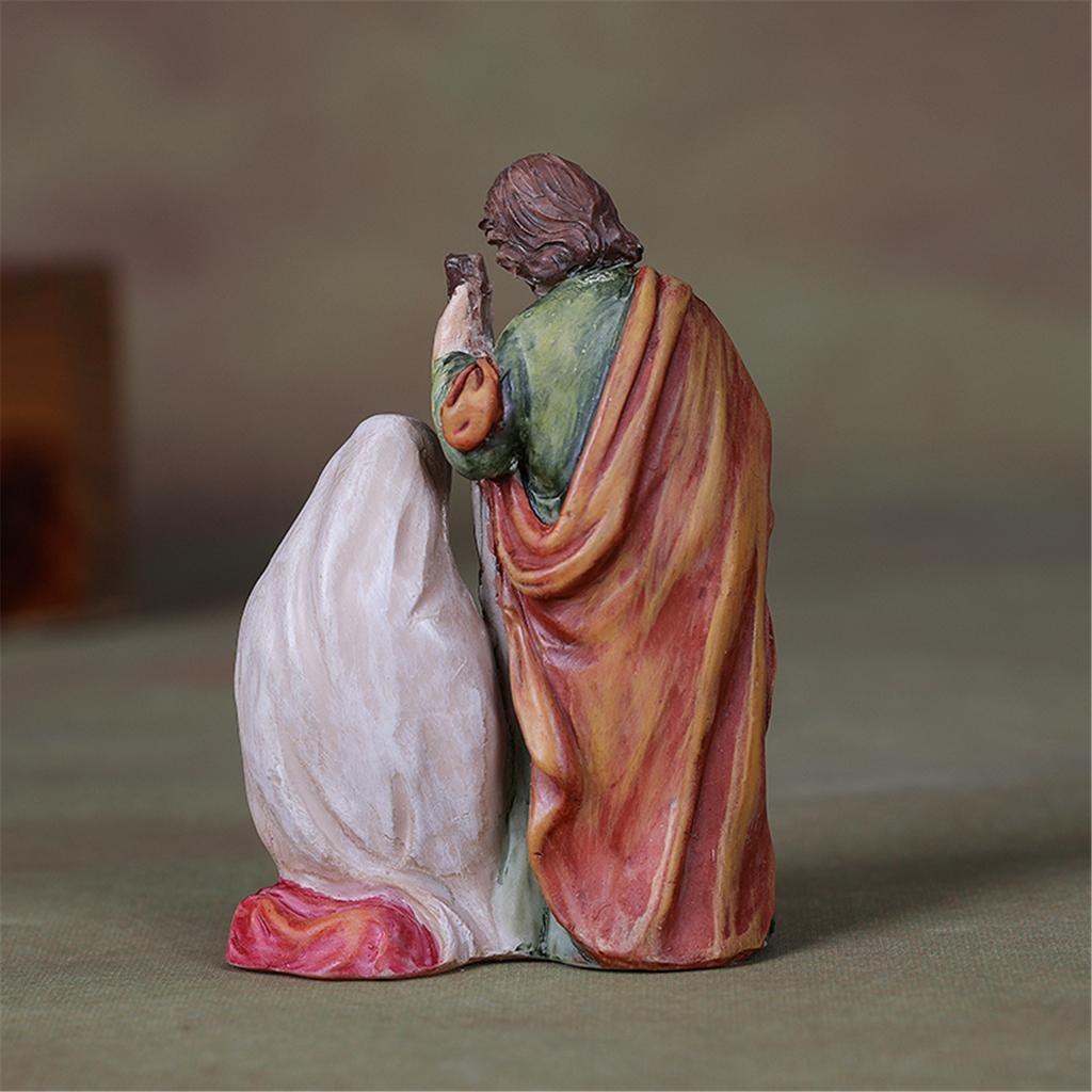 Nativity Scene Holy Family Figurines Statue Ornament for Christmas Indoor Tabletop Decoration and Religious Gift Giving