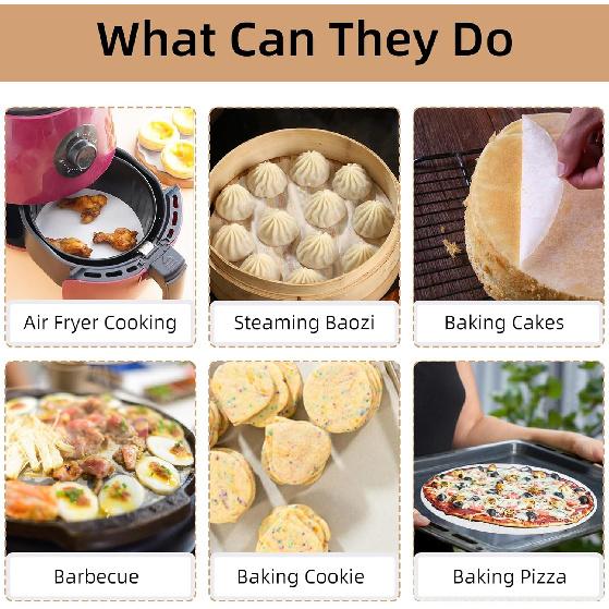 100Pcs 9 IN Round Parchment Paper,Non Stick Parchment Paper for Baking,Air Fryer Liners,Suitable for Baking Cakes Pring Plates Ovens and Barbecues