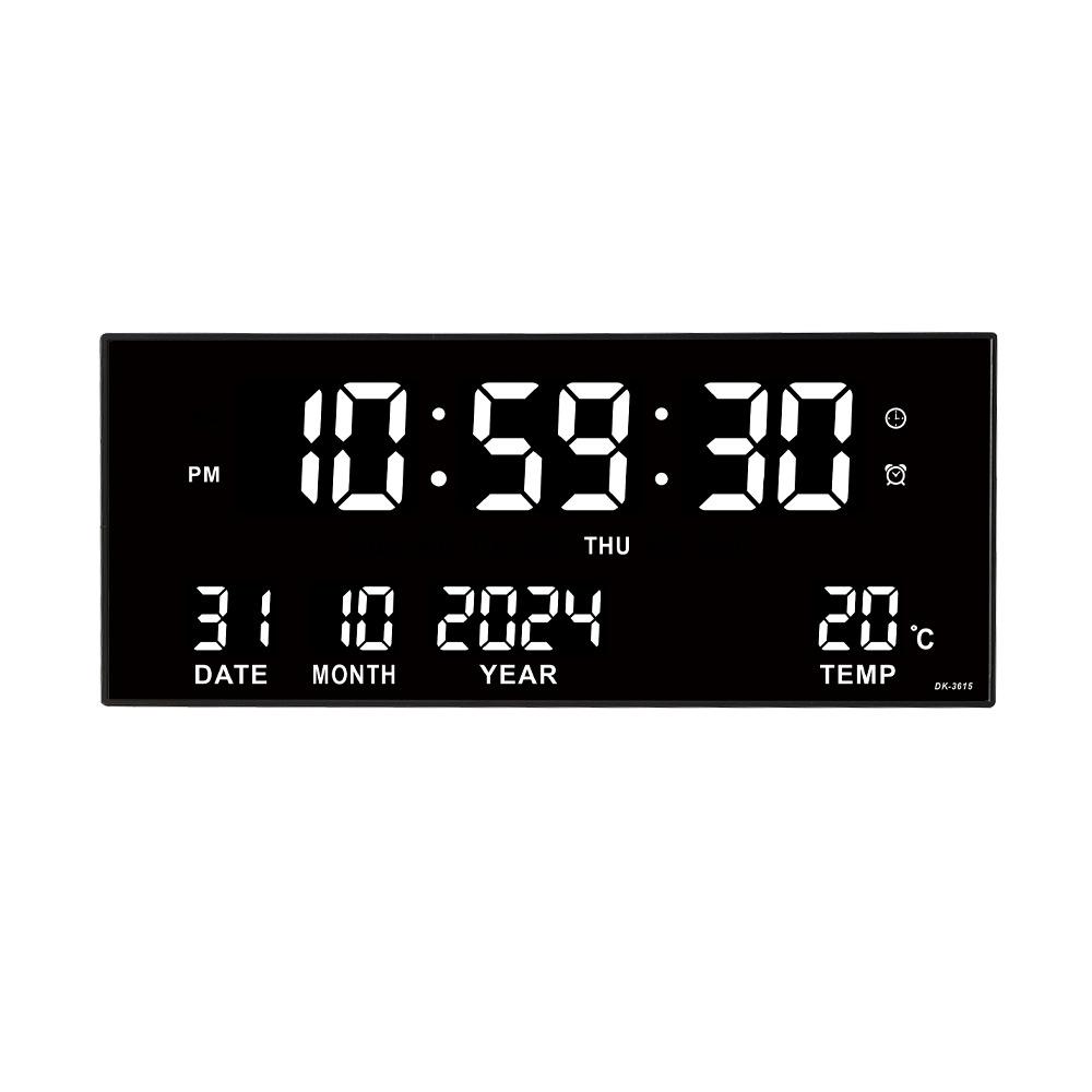 Classic LED Plug-in Wall Clock, Multifunctional Smart Electronic Calendar Clock for Living Room, 3615