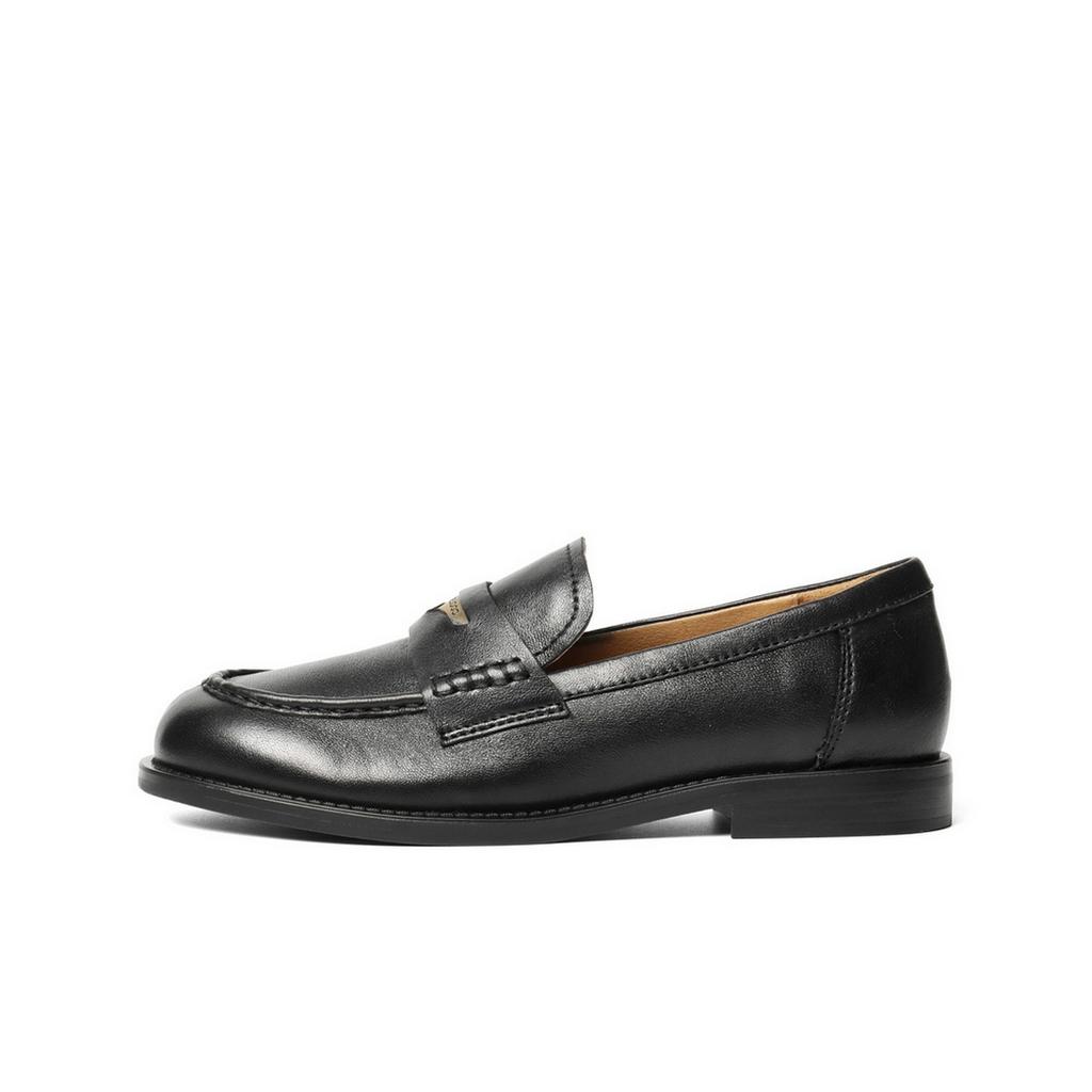Belle Texture Loafers Women's 2025 Autumn New Genuine Leather Flat Heel Penny Loafers