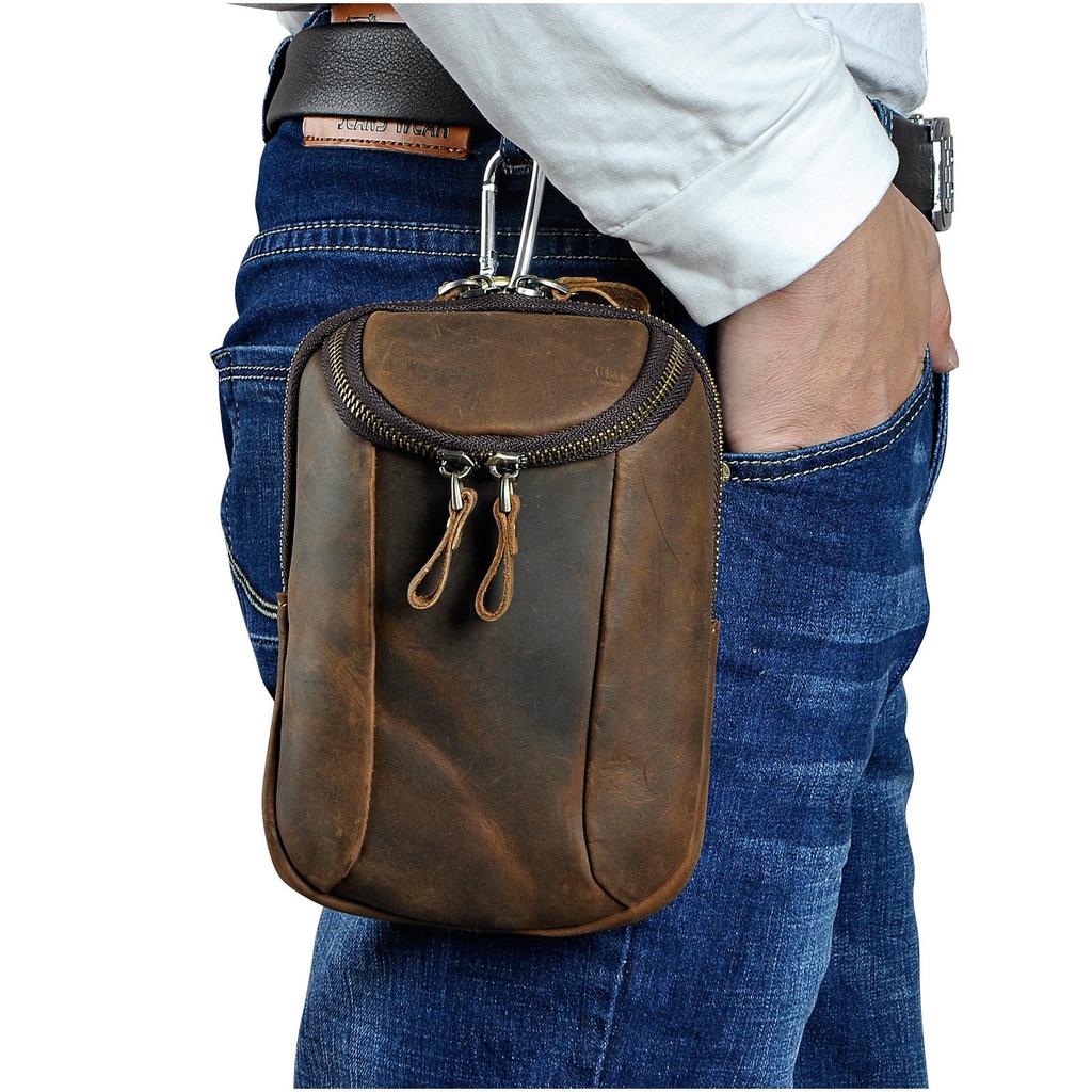 Genuine Leather Waist Fashionable Fishing Outdoor Motorcycle Leather Climbing Popular Stylish SWAT Military Tanker Design Small Messenger Shoulder