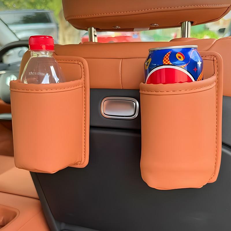 Auto Back Seat Cup Holder Organizer PU Leather Automotive Drink Rack Storage Bin Car Interior Accessories Car Door Cup Holder