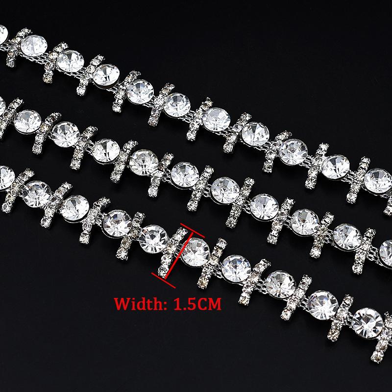 10Yards Rhinestone Sparkle Crystal Diamond Flower Leaf Rhinestone Chain Clothing Bags DIY Arts Wedding Party Gift Decoration