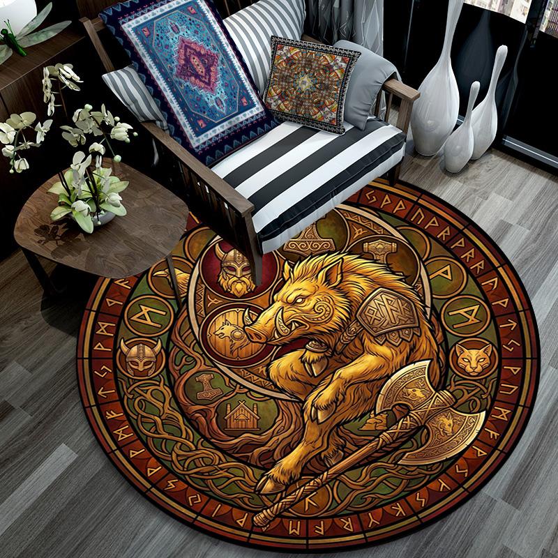 Boar Mythology Round Area Rug Under Office Chairs Bedroom Living Room Home Decor
