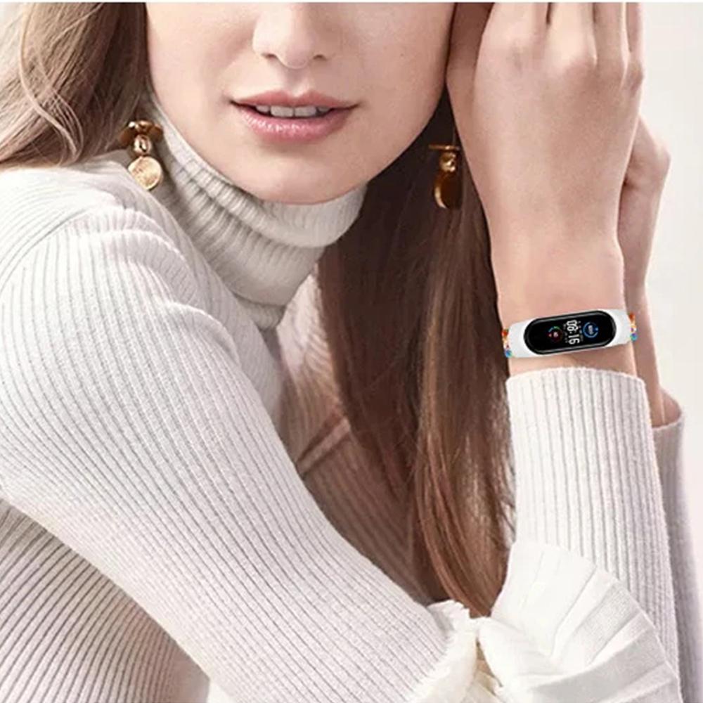 Nylon Braided Strap For Mi Band 7 6 5 Stainless Steel Buckle Elastic Adjustable Bracelet Band for Xiaomi Miband 4 3 5 6