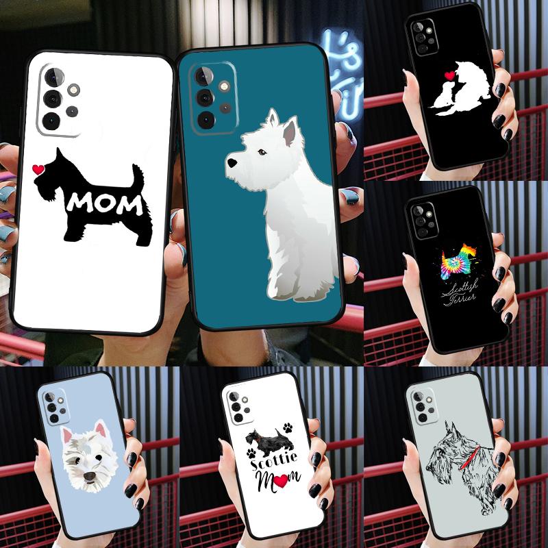 Westie Scottie Skotsk Terrier Fodral För Samsung Galaxy A54 A34 A24 A14 A73 A53 A33 A23 A13 A52 A32 A22 A12 A51 A71 Skydd