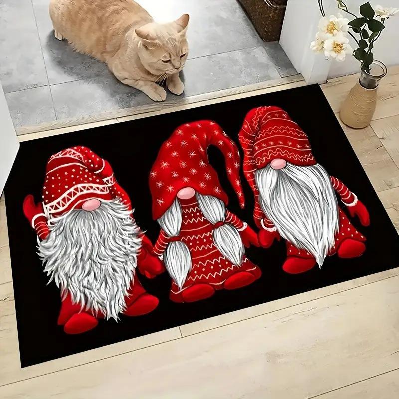 Christmas Gingerbread Man Santa Theme Entrance Door Mat Indoor Rug Dirt Resistant Foot Mat  Home Decor Mat for Foyer Bathroom