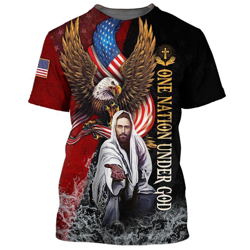 Jesus Christus T-Shirt Herren Damen Kurzarm O-Ausschnitt T-Shirts 3D Gedrucktes Muster USA Flagge Gottesdienst Kapelle Kleidung Pullover Top Tee
