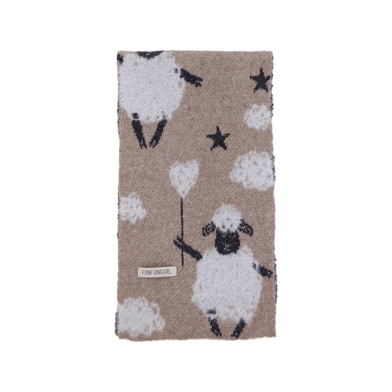 Autumn and winter new cute balloon lamb wool knitted scarf girls warm love sweet atmosphere scarf