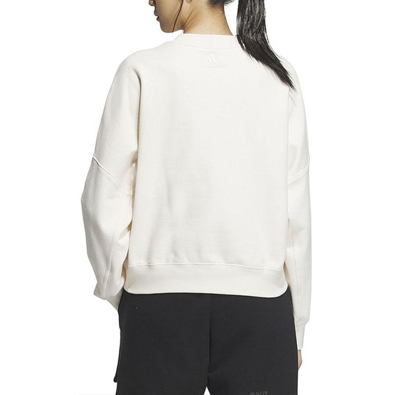 Adidas Letter Print Casual Loose Warm Knit Windproof Sweatshirt Women Tops White IM8852