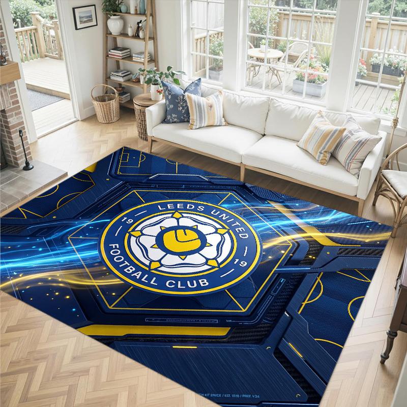 Leeds United Voetbal Ontwerp Kristal Fluweel Tapijt Gezellig Niet?Antislip Bedrukt Tapijt Voor Slaapkamer Woonkamer Entree