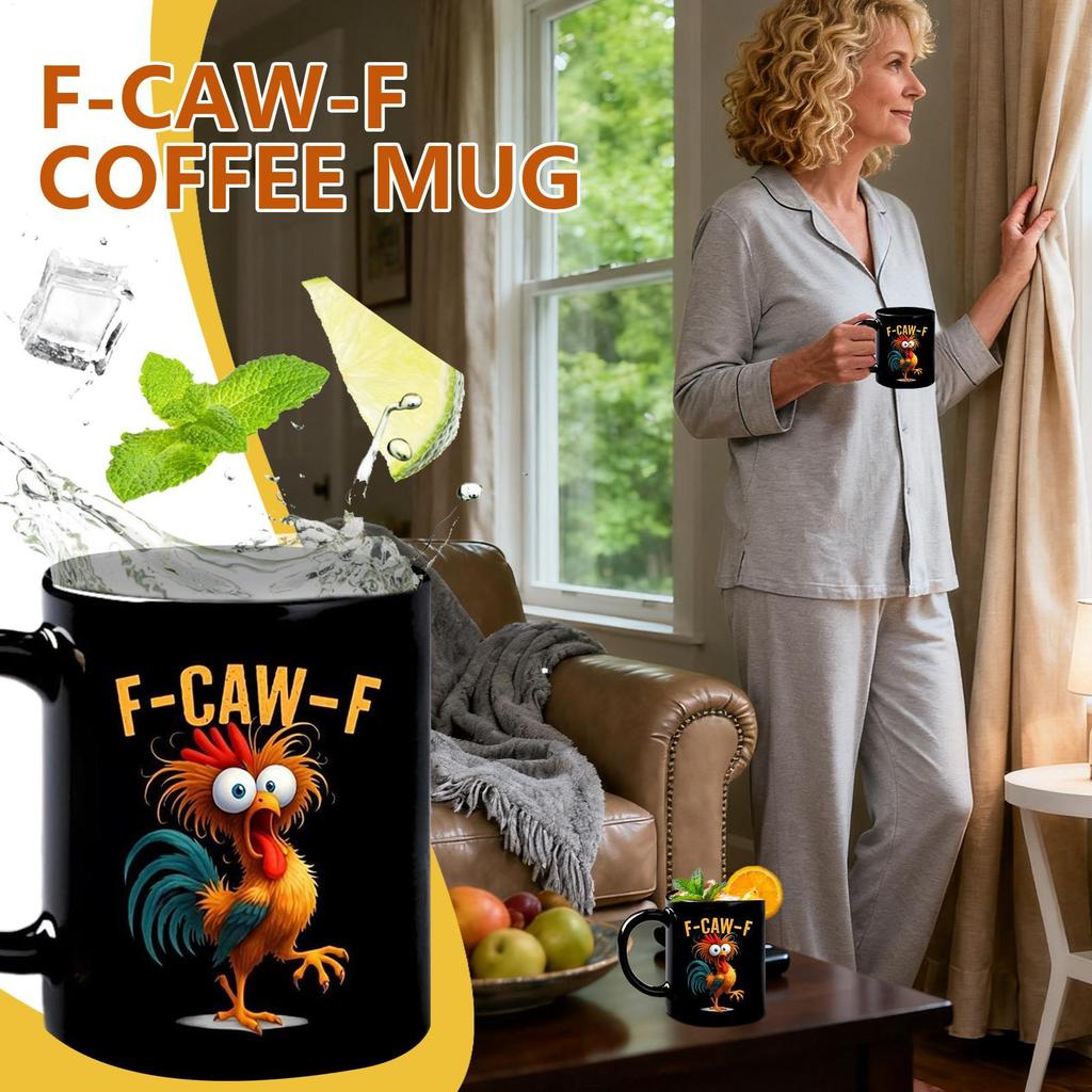Novelty Coffee Mug 350ml Funny F-Caw-F Chicken Beverage Container Ceramic Coffee Mug Tea Cup Gifts For Men Women Friends Family