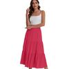 2026 European and American new summer elastic high-waisted bohemian long skirt casual drawstring A-shaped long skirt