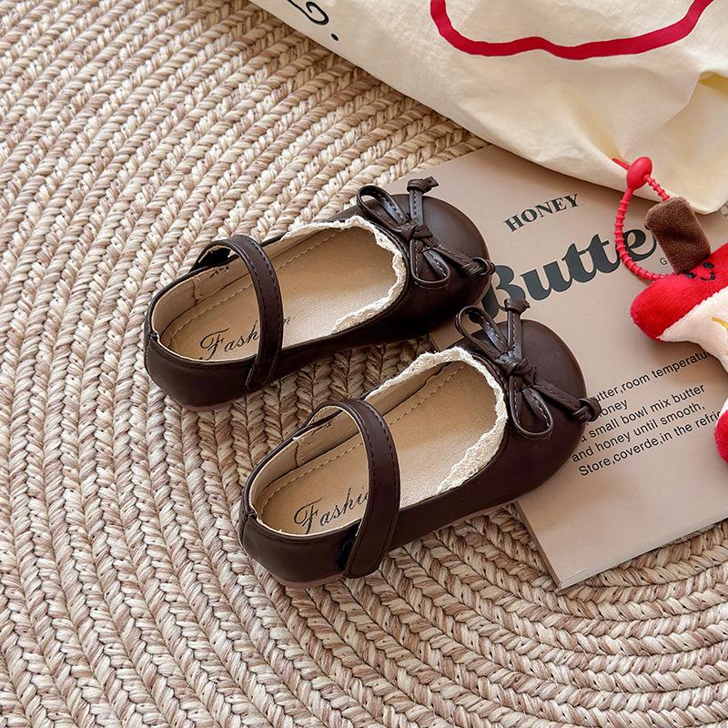 Girls small leather shoes autumn new children soft-soled beanie shoes girl baby bow princess shoes little girl single shoes