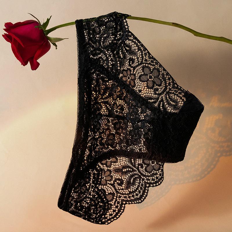 Women's Low-Waist Lace Panties: Breathable, Quick-Drying, Seamless, Girlish Hollow-Out Design