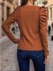 2024 Women's High-Elastic Cashmere Round Neck Slim Fit Puff Sleeve Long Sleeve Top for Autumn and Winter