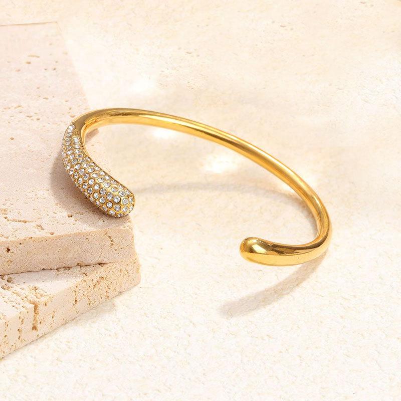 Super Flash Full Diamond Pearl Opening Bracelet Fashionable Versatile Bracelet High-End Women'S Light Luxury Niche Jewelry