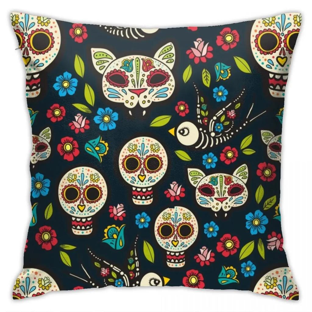 Halloween Horror Pumpkin Bat Print Pattern Cushion Cover Home Living Room Sofa Decoration Polyester Zipper Pillow