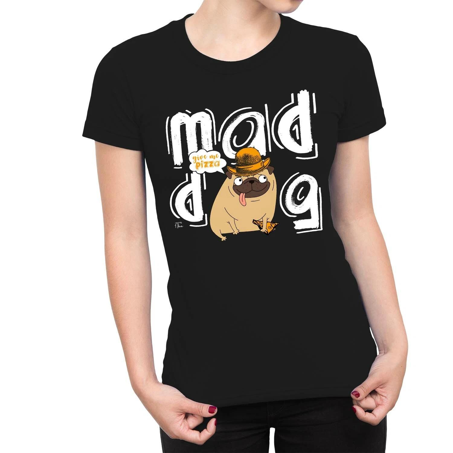 1Tee Womens Pizza Mad Pug Dog T-Shirt XXXL
