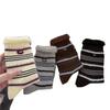 Striped Socks That Don'T Get Tired Of Wearing~ European Retro Mink Fleece Spliced Wool Socks, Foreign Style Versatile Mid-Leg Socks