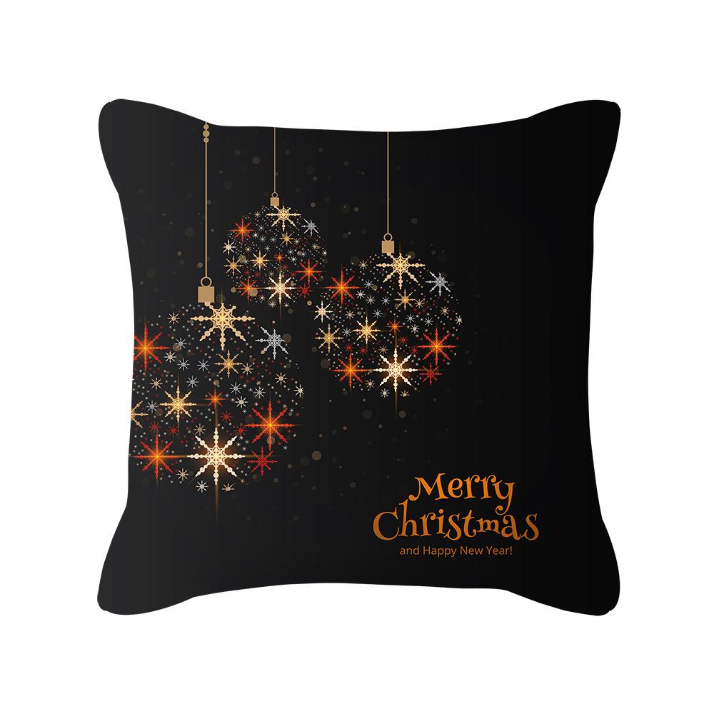 Pillow Peach Velvet Black Gold Christmas Pillow New Snowflake Letter Sofa Bedside Pillow Cover