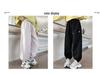 Girls' Versatile Black Sweatpants - Spring/Autumn Style, Loose Fit Casual Pants for Middle and Big Kids