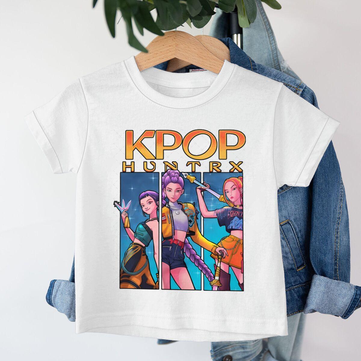 

Anime KPop Demon Hunters Huntr/x T-shirts Children Boys Girls Summer Casual Short Sleeve Tops Cartoon KPop Demon Hunters T Shirt 110