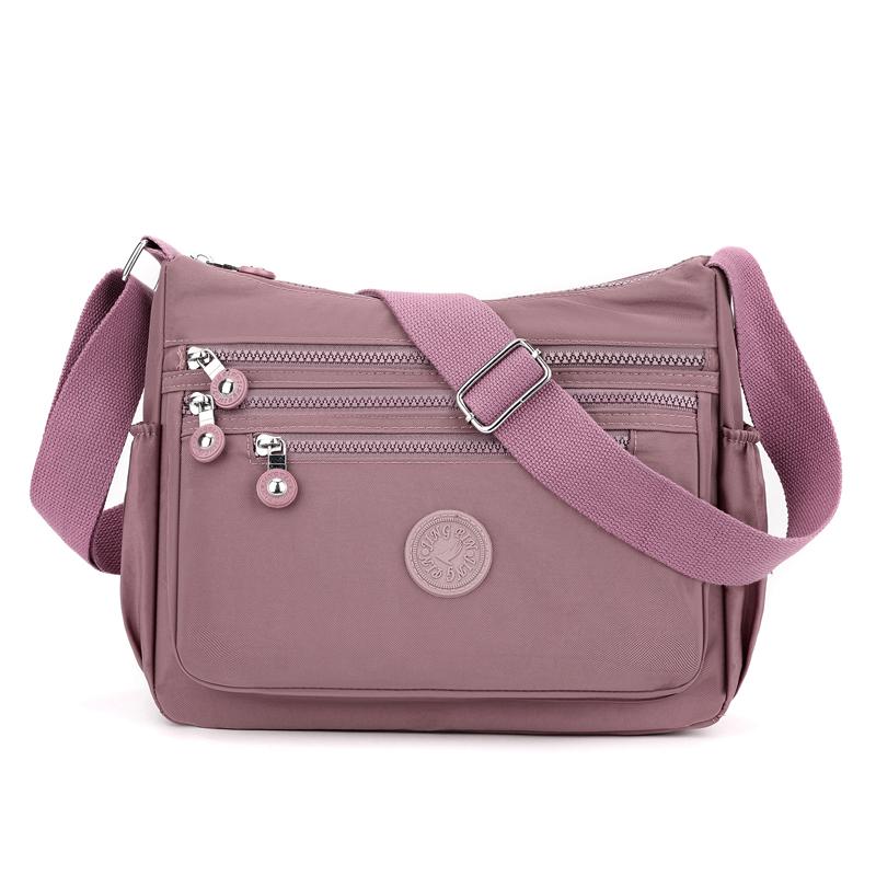 Borsa a tracolla da donna semplice in nylon con tasche multiple, impermeabile, per uscite casual e viaggi
