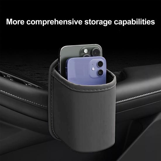 Car Storage Rack Leather Texture Waterproof Car Door Side Organizer Multi-Functional Vehicle Cup Holder Storage Box for Phone Keys Water Bottle Fit
