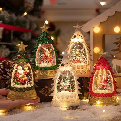 Weihnachtsbaum Leuchtende Kristallkugel Ornament – Tischplatte Schneiende Nachtlicht Dekoration