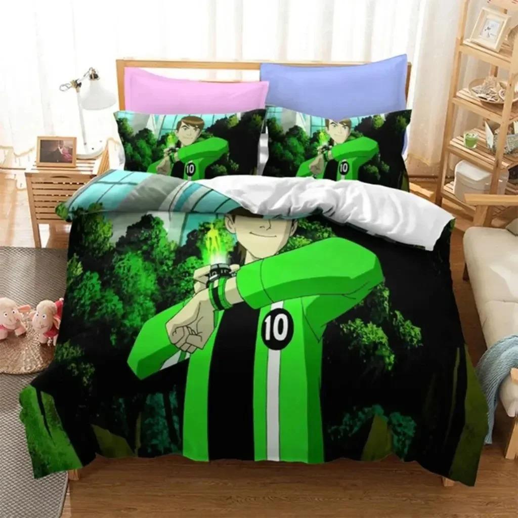 3D Print Ben Alien Force 10 Teenage Hacker Bedding Set Boys Girls Twin Queen Size Duvet Cover Pillowcase Bed Kids Adult