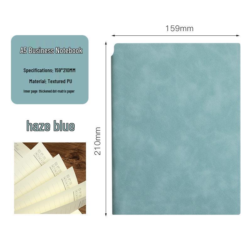 A5 Sheepskin Leather Business Notebook with Customizable Logo - Soft Cover Student Diary for Office Use A5-100 sheets 200 pages