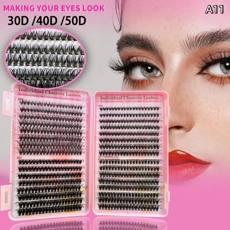 Natural Cluster Feather Lash Kit Segmented Eyelash Lash Glue Eyelash Grafting Kit Lash Extension Essential With Mix Effortless