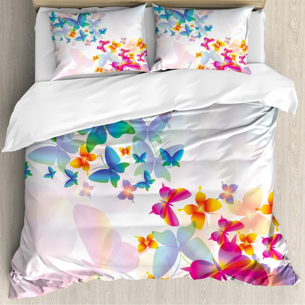 Bettbezug Lila Traum Schmetterling Rose Bettwäsche Digitaldruck Dreiteiliges Set Für Schlafzimmer