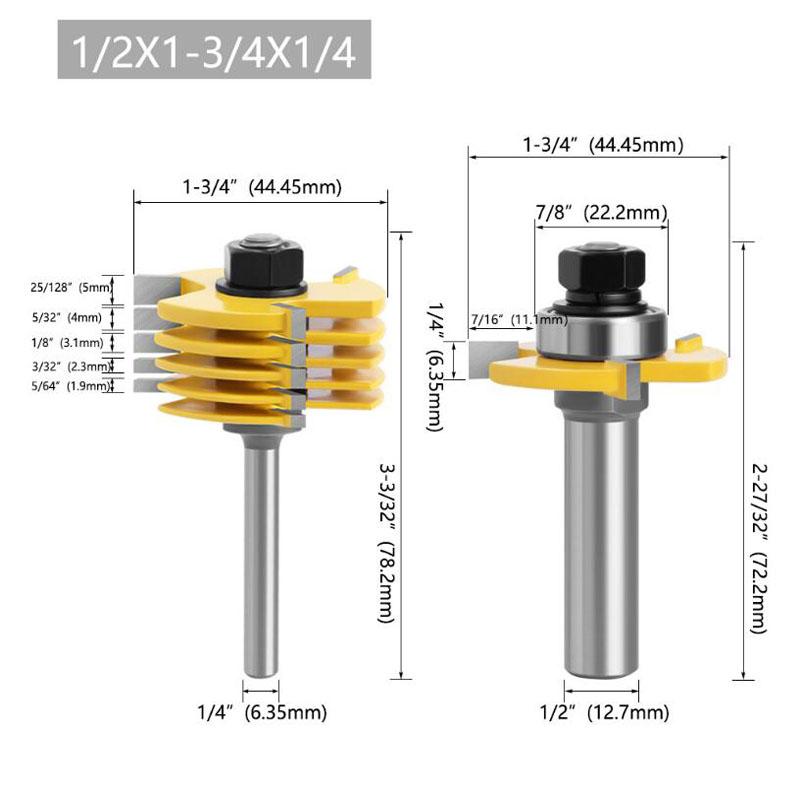 Set di Frese a 3 Lame 7pz Lama Slot Cementato Frese Taglienti Fresatrice Carburo per Legno Gambo 6mm 1/4pollice 8mm12mm 1/2pollice