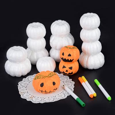10Pcs White Foam Pumpkin Models Polystyrene Styrofoam Artificial Pumpkin DIY Handmade Craft Kids Gift Halloween Decoration Props