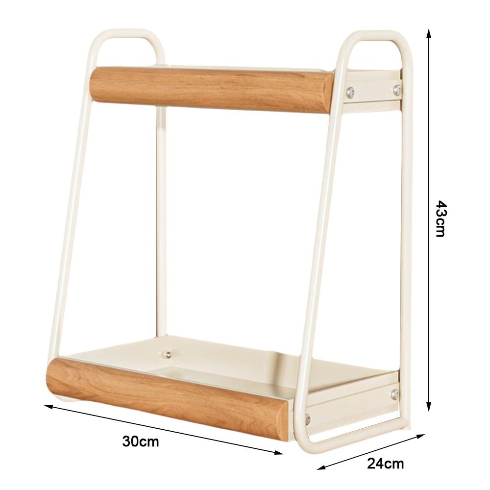 Double-Layer Seasoning Stand Solid Wood Kitchen Organizer Condiment Storage  Home Rack