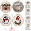 4 Sets Christmas Embroidery Kit with Pattern Needles Threads Hoops and Tools Beginner Embroidery Kit for Adults and Beginners