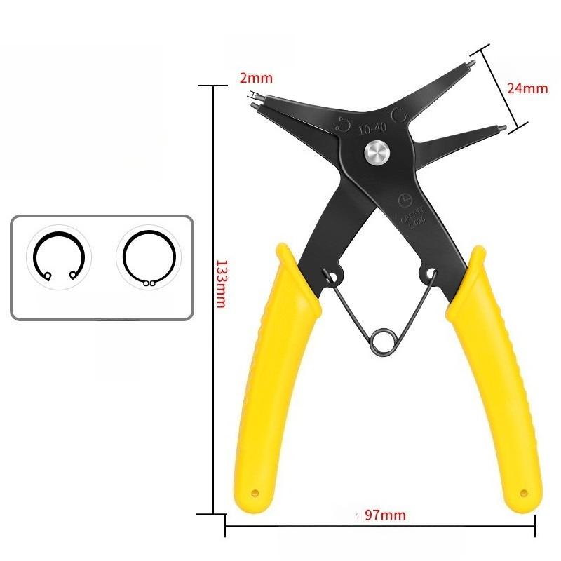 

Плоскогубцы 2-в-1 для внутренних/наружных стопорных колец, многофункциональные пружинные плоскогубцы с плоской головкой для стопорных колец и обслуживания осей