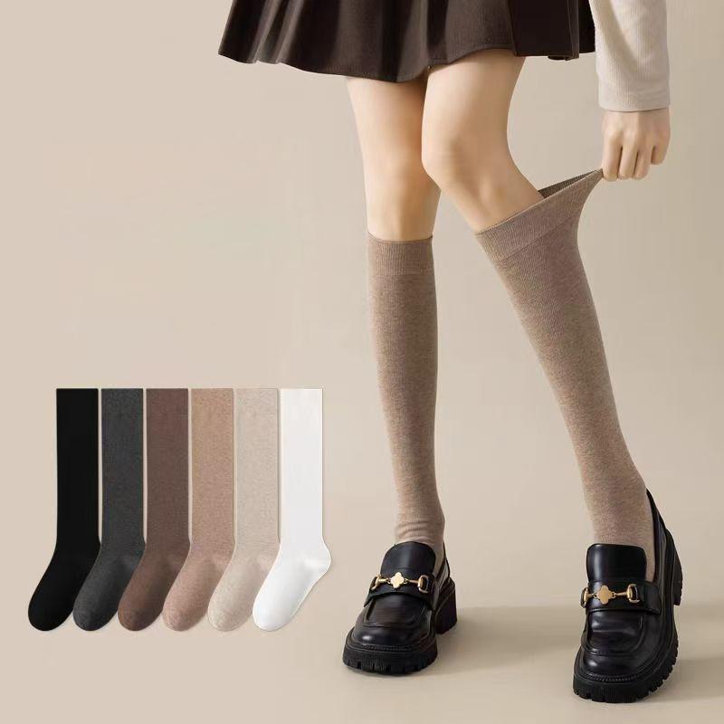 Socks Women'S Winter Warm Long Stockings Thick Thermal Cotton Terry Solid Harajuku Breathable Thicken Casual Knee High Socks