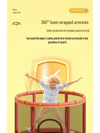 Children's Indoor Trampoline & Swing Set with Anti-Tip Safety Bar