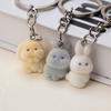 Cute Rabbit Keychain Pendant Cartoon Animal Shaped Keyrings Fashionable 3D Flocking Key Rings Jewelry for Backpacks Bunny Charms