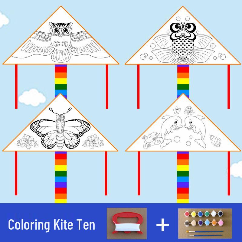 Kids  DIY Blank Art Kite Painting Kit 12-Color Paint Set